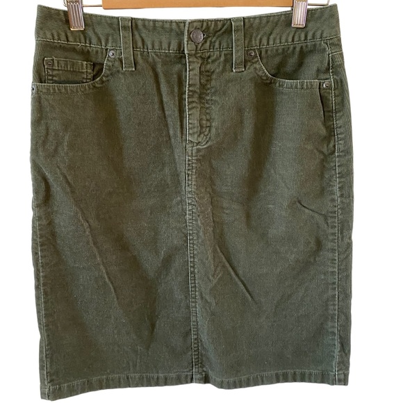 L L Bean Skirt Corduroy Classic Fit Green Size 4 - Picture 1 of 5